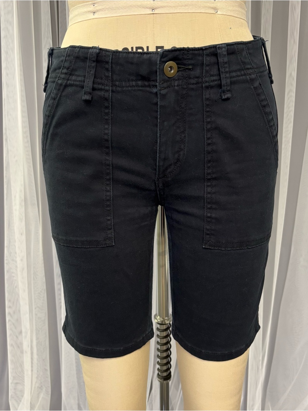 Anthropologie Black Mid-Length Bermuda Shorts